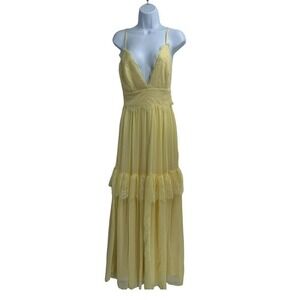 Lulu's Yellow Lace Maxi Dress